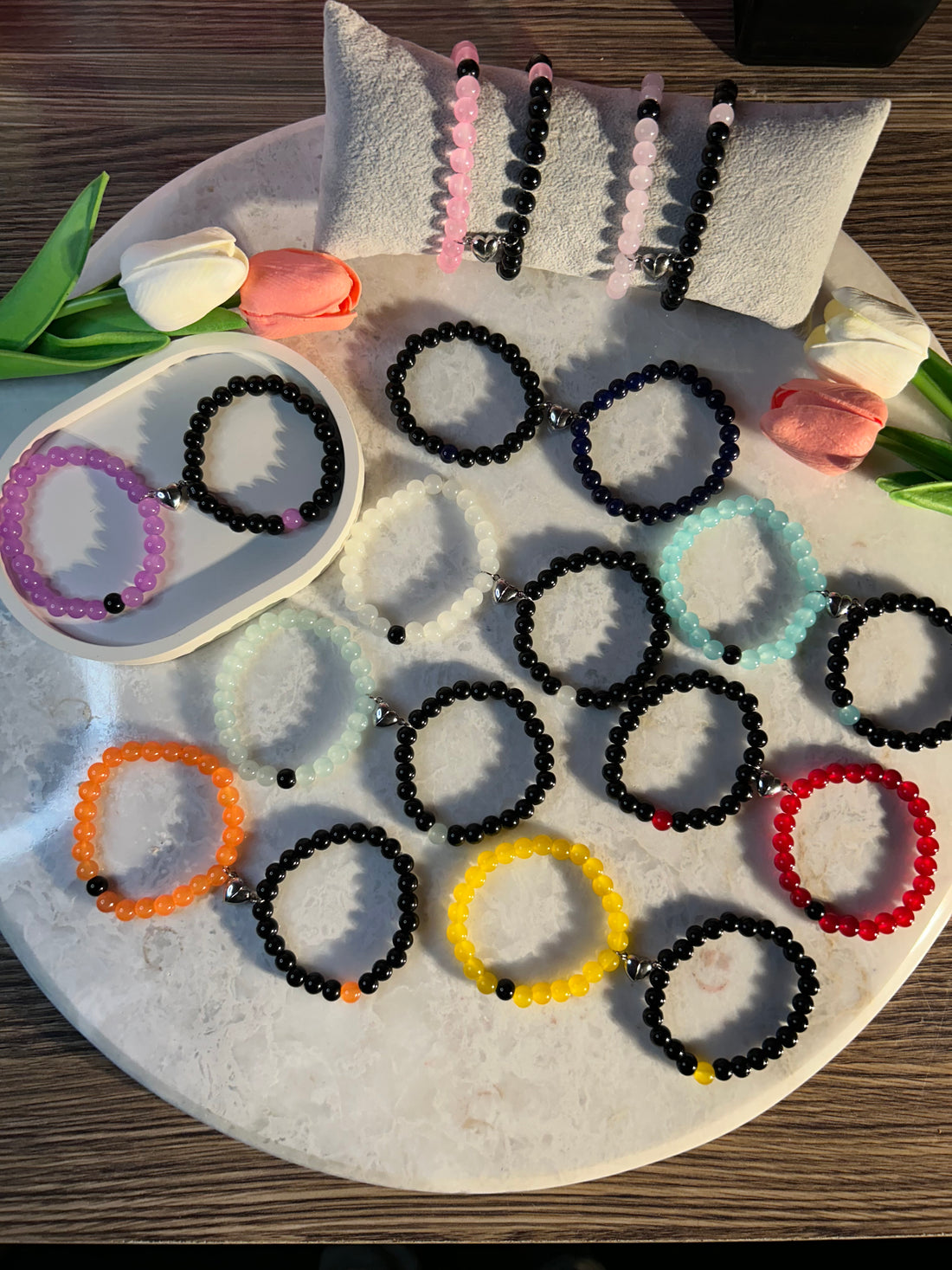 COUPLE BRACELETS WITH MAGNETIC HEART